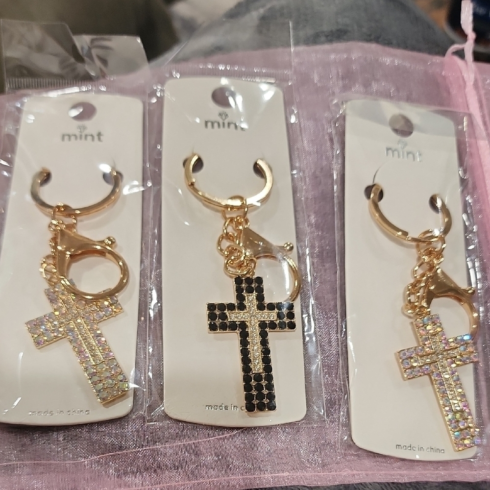 Mint 3 Set CROSS Keychain/Bag Charm NWT